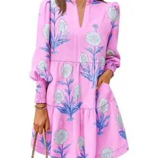 Photo of Imily Bela Womens Fall Long Sleeve Tunic Dress Casual Floral V Neck Loose Ruffle Tiered Dresses