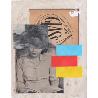 Photo of Original Mixed Media Modern Art Collage "Glass" 8.5x11" Signed