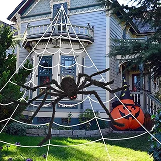 Photo of Halloween Decorations Spider Web Outdoor +59″ Giant Spider Décor