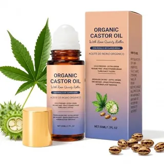 Photo of Castor Oil Rose Quartz Roller Ball | Deep Hydration & Anti‑Aging