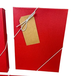 Photo of 5 New 7-3/8" X 5.5" X 1" Valentine Red Leatherette Cardboard Jewelry Gift Boxes