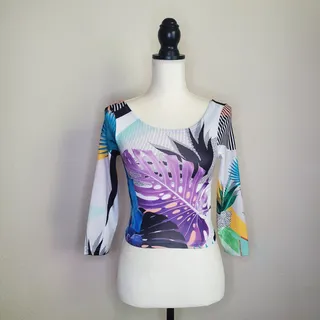 Photo of Bebe Tropical Bodycon Crop Top XS