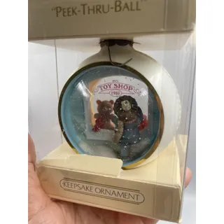 Photo of Vintage 1981 Hallmark Keepsake Holiday Toy Shop Peek Thru Ball Ornament Panorama