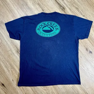 Photo of Vtg 90s Lee USA Rock Creek Outfitters Hiking Camping Graphic T Shirt L