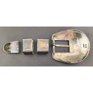 Photo of Vintage Navajo Bernice Bonney Sterling Silver 4pc Ranger Buckle Set Unmounted