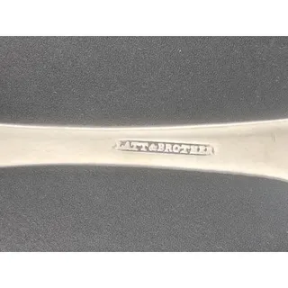 Photo of Antique Platt & Brother NY Coin Silver Tablespoons Pair 1850s Fiddle Pattern