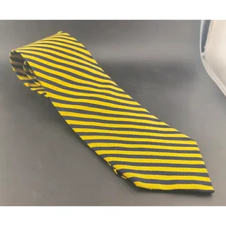 Photo of Vintage Brooks Brothers Makers Silk Repp Tie Navy Yellow