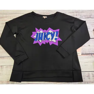 Photo of Juicy Couture XL Sequin Logo Sweatshirt Black NWT Graphic Pullover