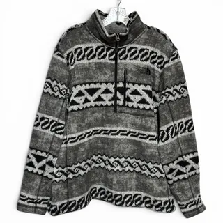 Photo of The North Face Quarter Zip Fleece Pullover Gray Black Aztec Tribal XL