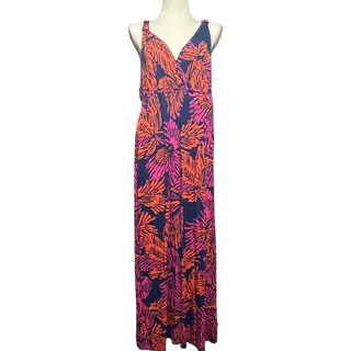 Photo of Lane Bryant Crochet Back Maxi Dress Tropical Blue Orange Pink 14/16