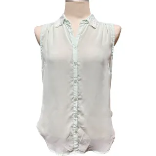 Photo of Daytrip Sleeveless Top Lace Collar Sheer Pastel Green Medium