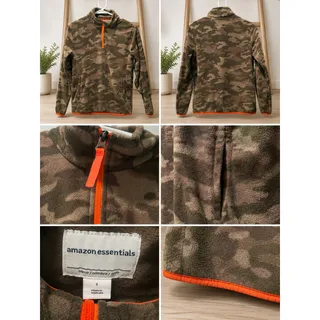 Photo of Amazon Essentials Boys Camo Quarter Zip Fleece Pullover Size Large