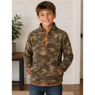 Photo of Amazon Essentials Boys Camo Quarter Zip Fleece Pullover Size Large