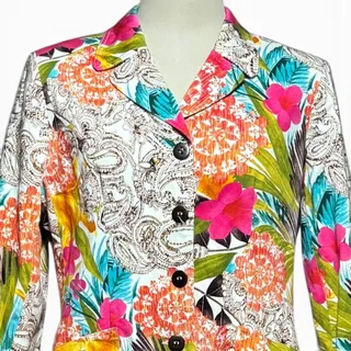 Photo of Harve Benard by Benard Holtzman Cotton Stretch Blazer Jacket Floral Paisley 14