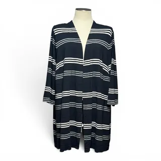 Photo of J.Jill Wearever Open Front Cardigan Black White Stripe 4X