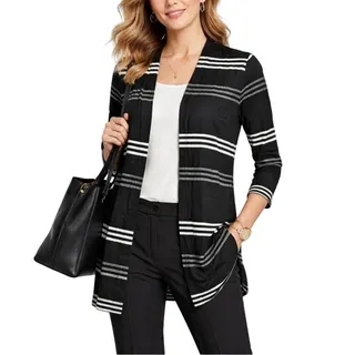 Photo of J.Jill Wearever Open Front Cardigan Black White Stripe 4X