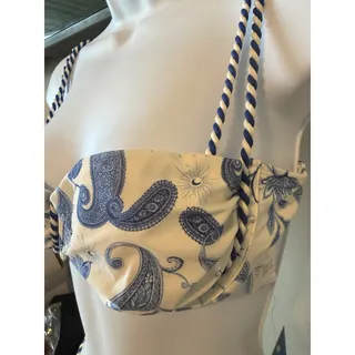 Photo of Cupshe Bikini Set M Blue White Paisley Underwire Rope Strap Swimsuit NWT