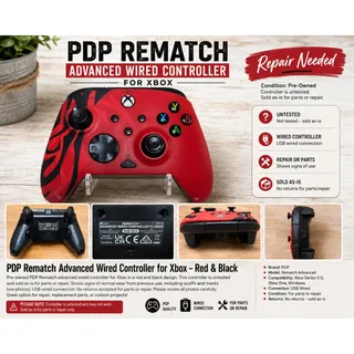 Photo of PDP Rematch Advanced Wired Xbox Controller Red/Black – For Parts or Repair