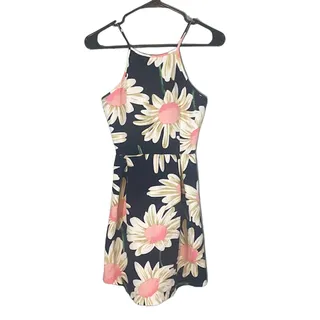 Photo of Day & Night Navy Blue Floral Sleeveless Cocktail Mini Dress Women Sz M