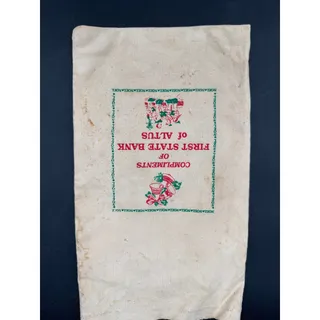 Photo of Vintage Canvas Money Bag First State Bank Altus Oklahoma Holiday Christmas