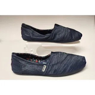 Photo of BOBS BY SKECKERS WOMEN'S CLASSIC SLIP-ON DENIM BLUE CASUAL FLAT SHOES SIZE 9.5