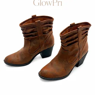 Photo of Arizona Jean Co. Women’s Brown Faux Suede Ankle Bootie Pull-On US 7