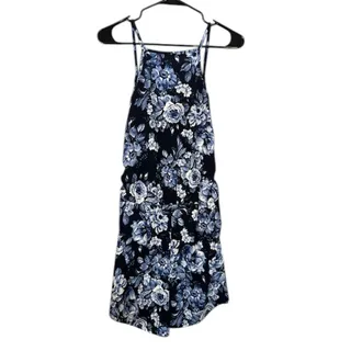 Photo of Route 3 Blue Floral Multi Color V-Neck Shorts Romper One Piece Women Sz M