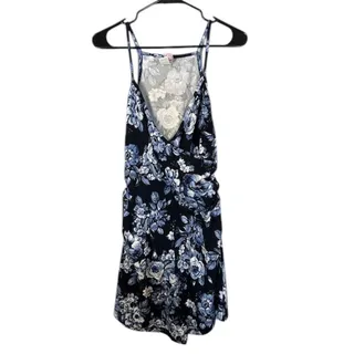 Photo of Route 3 Blue Floral Multi Color V-Neck Shorts Romper One Piece Women Sz M