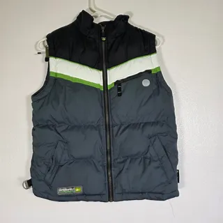 Photo of ZeroXposur Boys Puffer Vest Black Gray Green Full Zip Size 10/12 M