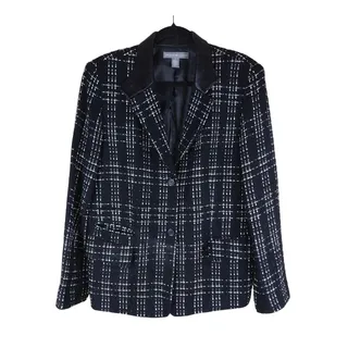 Photo of Vintage 90s Josephine Chaus Blazer Women’s 14 Black White Plaid Wool Office