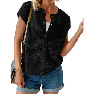 Photo of Women Black Button Down Knit Vest Size Small
