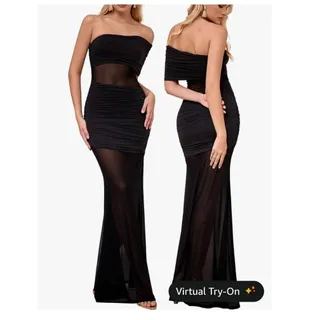 Photo of Off The Shoulder Mesh Long Formal Dress Size Large New with Tags