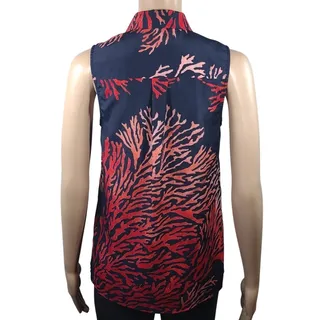 Photo of Michael Michael Kors Blouse Women’s XS Navy Coral Print Sleeveless Flowy Top
