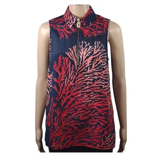 Photo of Michael Michael Kors Blouse Women’s XS Navy Coral Print Sleeveless Flowy Top