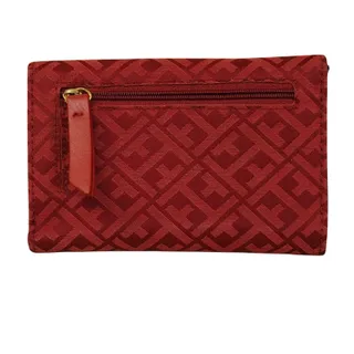 Photo of Tommy Hilfiger Wallet Women’s Red Trifold Gold Logo Monogram Designer Preppy