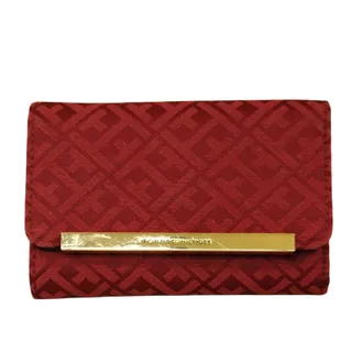Photo of Tommy Hilfiger Wallet Women’s Red Trifold Gold Logo Monogram Designer Preppy