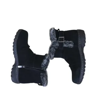 Photo of Khombu Lindsey Winter Boots Women’s 7M Black Leather Faux Fur Lined Side Zip