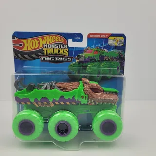 Photo of 2026 Hot Wheels Monster Trucks Big Rigs Wreckin Wolf Green Purple 1:64 Diecast