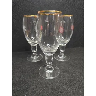 Photo of Set of 3 Stella Artois Belgium Gold Rimmed Beer Chalices 15cl