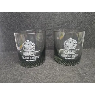 Photo of Set Of 2 Black & White Scotch Whiskey Rocks Glasses