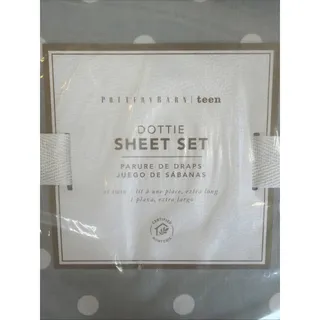 Photo of Pottery Barn Teen Cotton Twin XL Sheet Set Gray Dottie