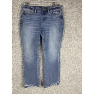 Photo of J Jill 6 Demi Bootcut Jeans Blue Stretch Denim Raw Frayed Hem Tencel