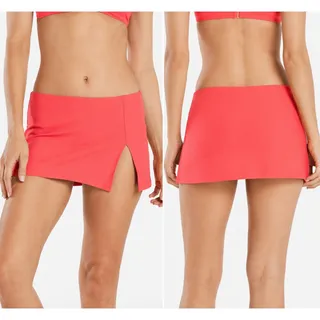 Photo of Helen Jon Coral Pink Swim Skort Side Slit Luxury Beachwear Women's Small NWOT