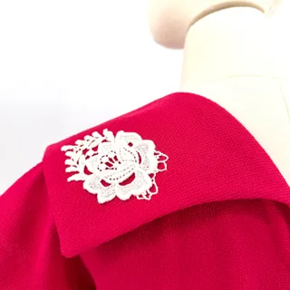 Photo of Vintage 70s Pink Textured Floral Appliqué Day Dress