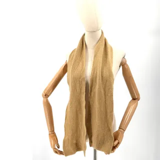 Photo of Vintage 90s Pashmina Camel 100% Cashmere Ribbed Knit Scarf
