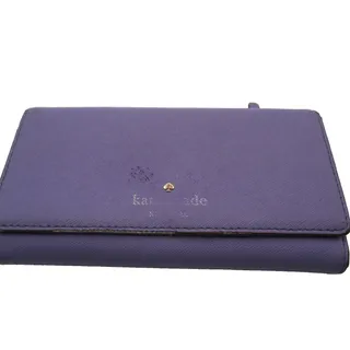 Photo of Kate Spade Wallet Womens One Size Purple Leather Zip Trifold ID Window