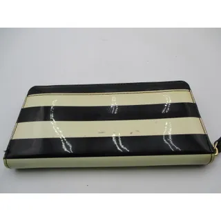 Photo of Kate Spade Wallet Women's One Size Black Striped Patent Zip Around Wristlet
