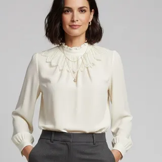Photo of Vintage 80's Campus Casuals Victorian style blouse