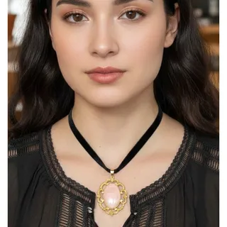 Photo of Handmade Upcycled Vintage Pendant Choker Necklace