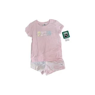 Photo of Puma 2 Piece Pink Graphic Tee & Shorts Set Size 4T New